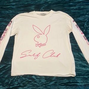 Playboy surf club long sleeve white tee